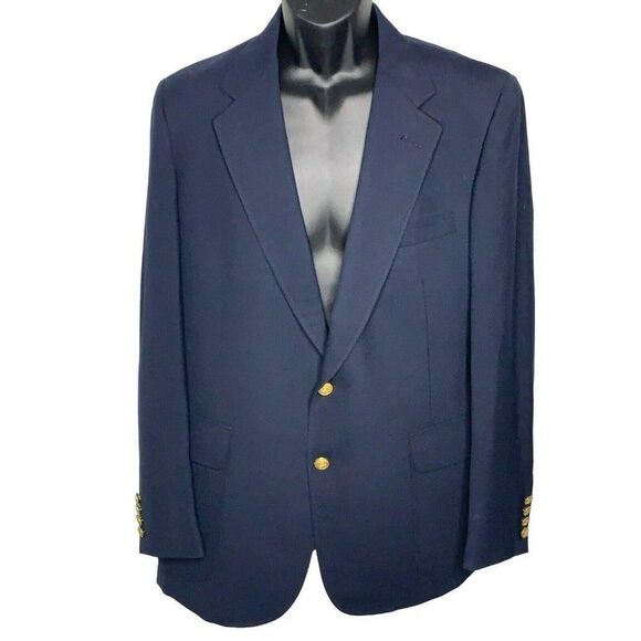 Vintage Cricketeer Sport Coat Navy 44 Season Skipper 2 Button Pockets Union Made - Picture 2 of 5